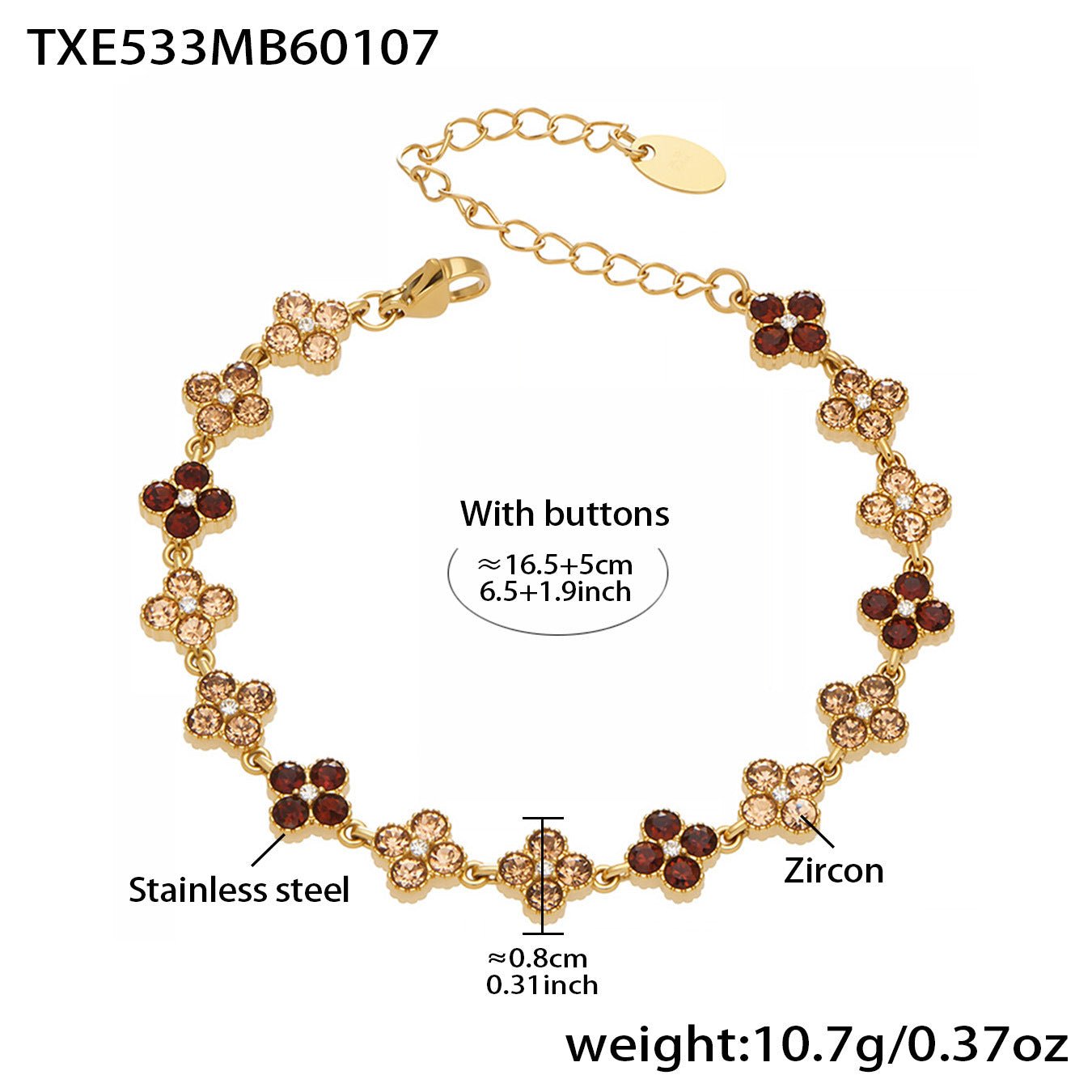 Dopamine Sparkling Four - Petal Flower Zirconia Bracelet, Earrings, Ring, Necklace - Lunaire Jewelry