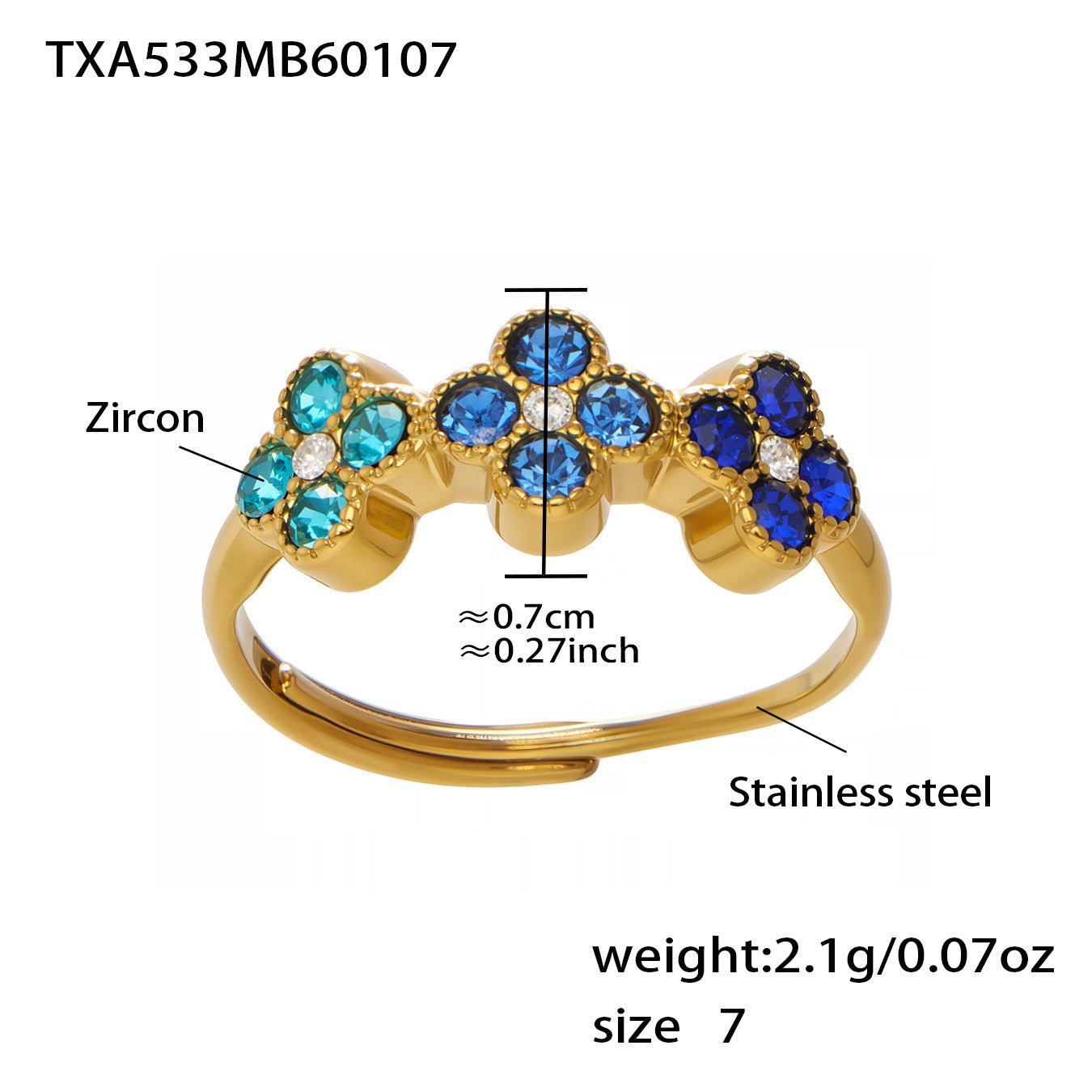 Dopamine Sparkling Four - Petal Flower Zirconia Bracelet, Earrings, Ring, Necklace - Lunaire Jewelry