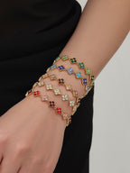 Dopamine Sparkling Four - Petal Flower Zirconia Bracelet, Earrings, Ring, Necklace - Lunaire Jewelry