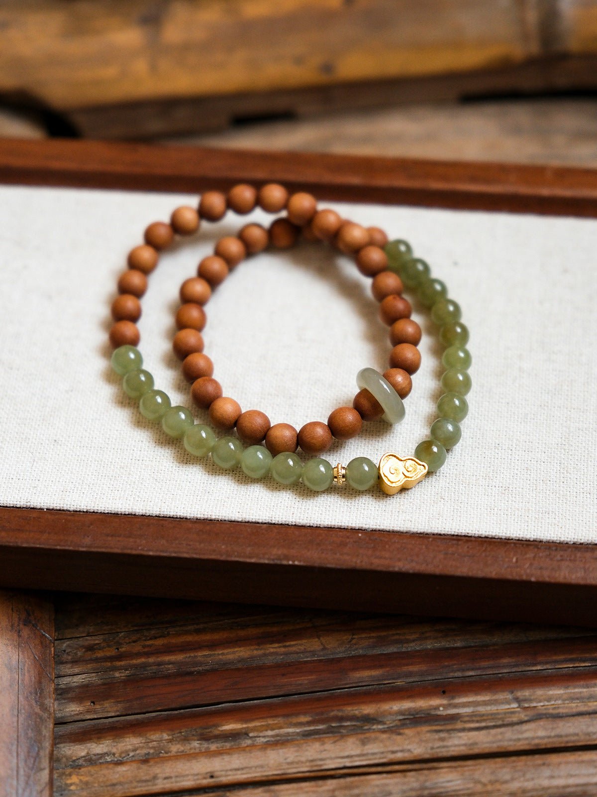 Earthly Serenity Fluorite & Rosewood Bracelet Set - Lunaire Jewelry