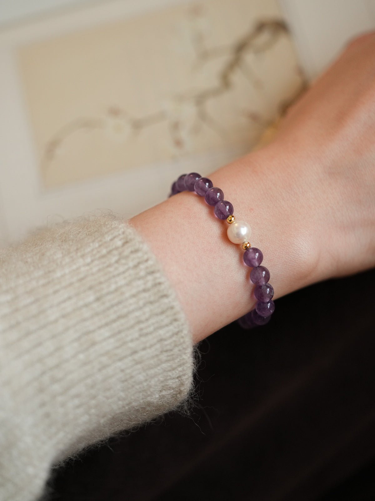 Ethereal Amethyst & Pearl Multi - Strand Bracelet Set - Lunaire Jewelry