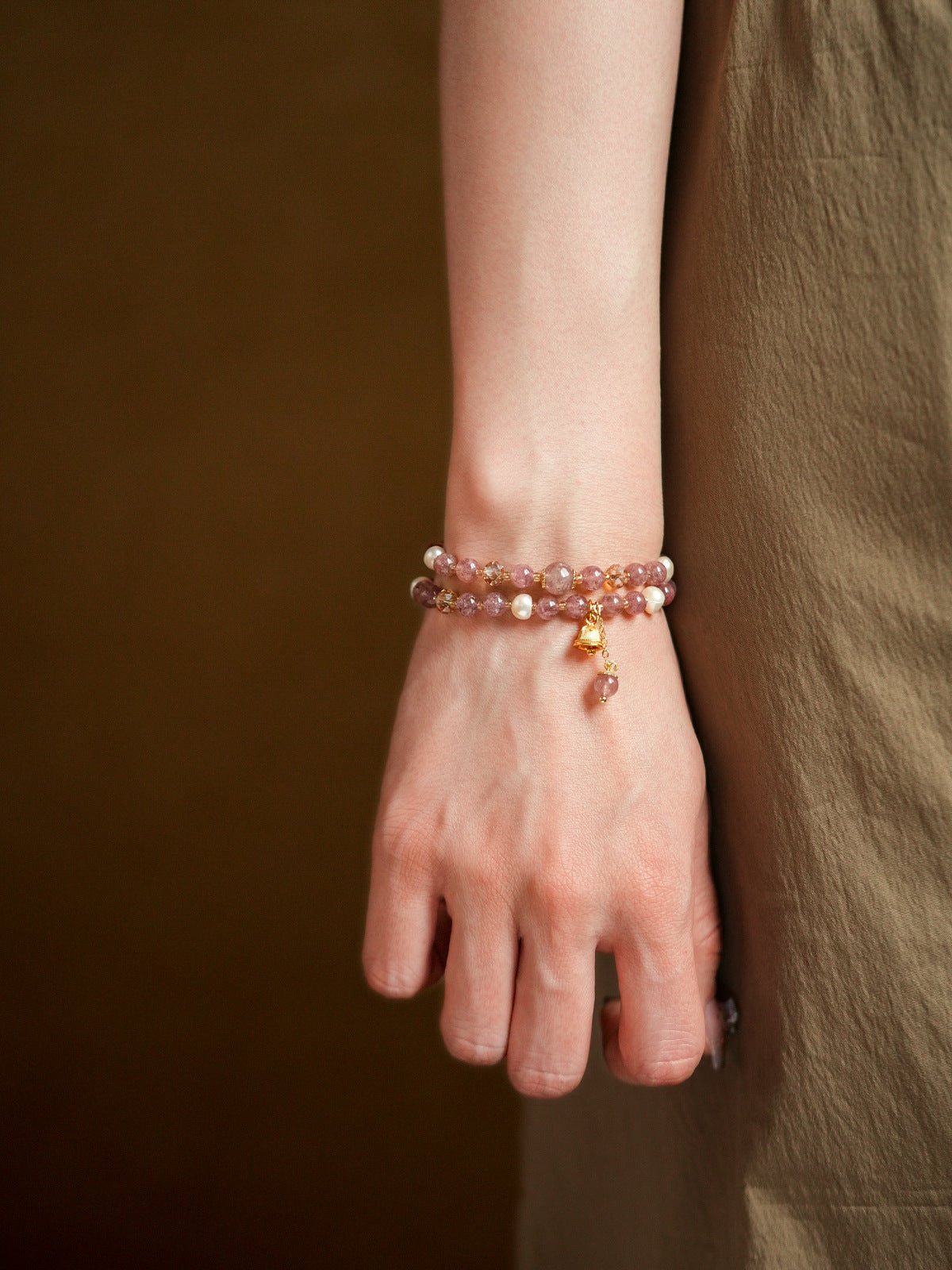 Golden Harvest Topaz & Strawberry Quartz Bracelet Set - Lunaire Jewelry