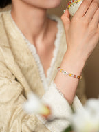 Golden Harvest Topaz & Strawberry Quartz Bracelet Set - Lunaire Jewelry