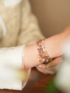 Golden Harvest Topaz & Strawberry Quartz Bracelet Set - Lunaire Jewelry