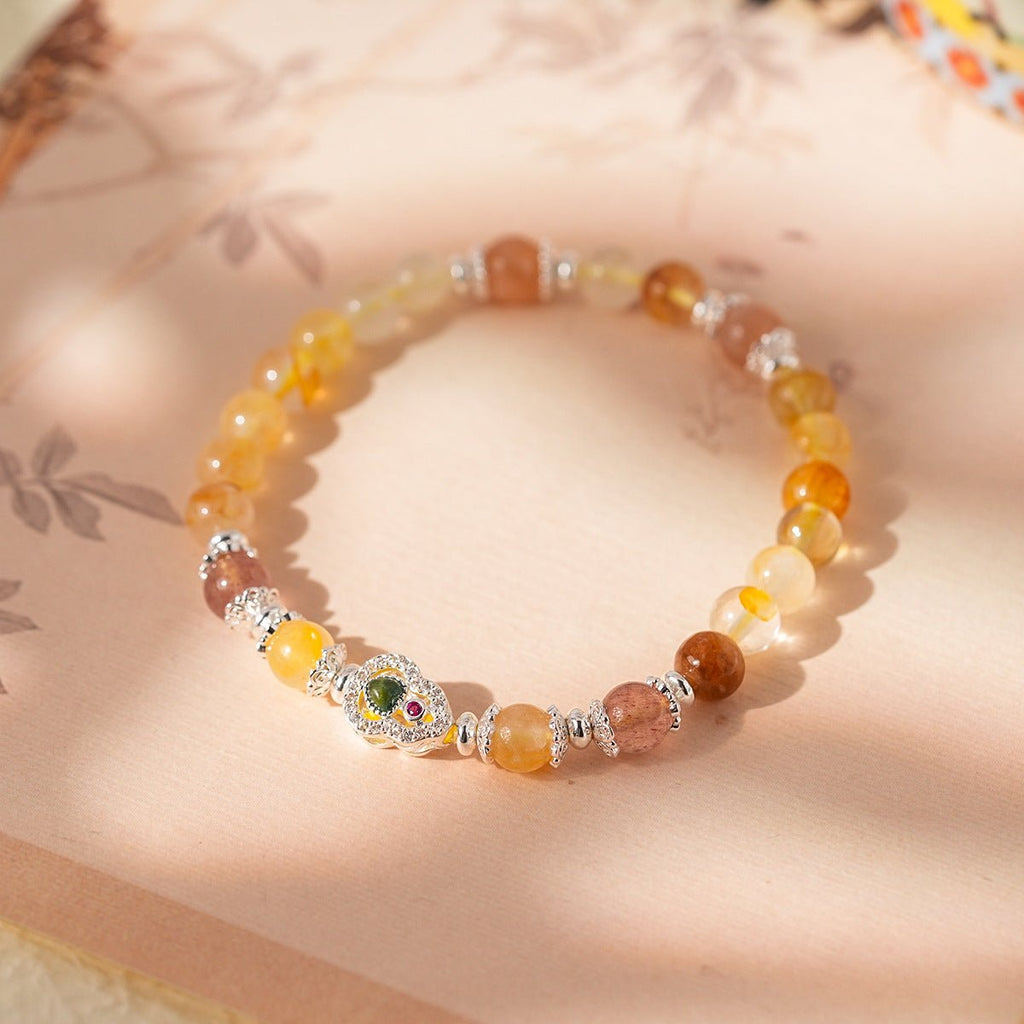 Golden Harvest Topaz & Strawberry Quartz Bracelet Set - Lunaire Jewelry