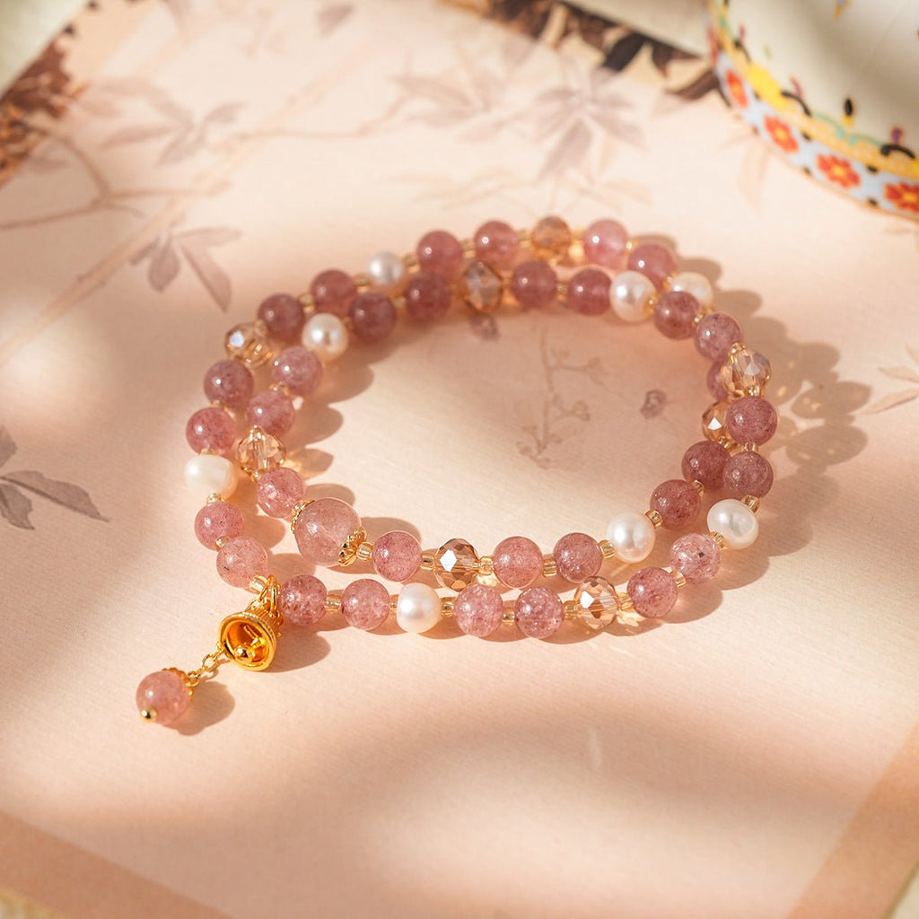 Golden Harvest Topaz & Strawberry Quartz Bracelet Set - Lunaire Jewelry