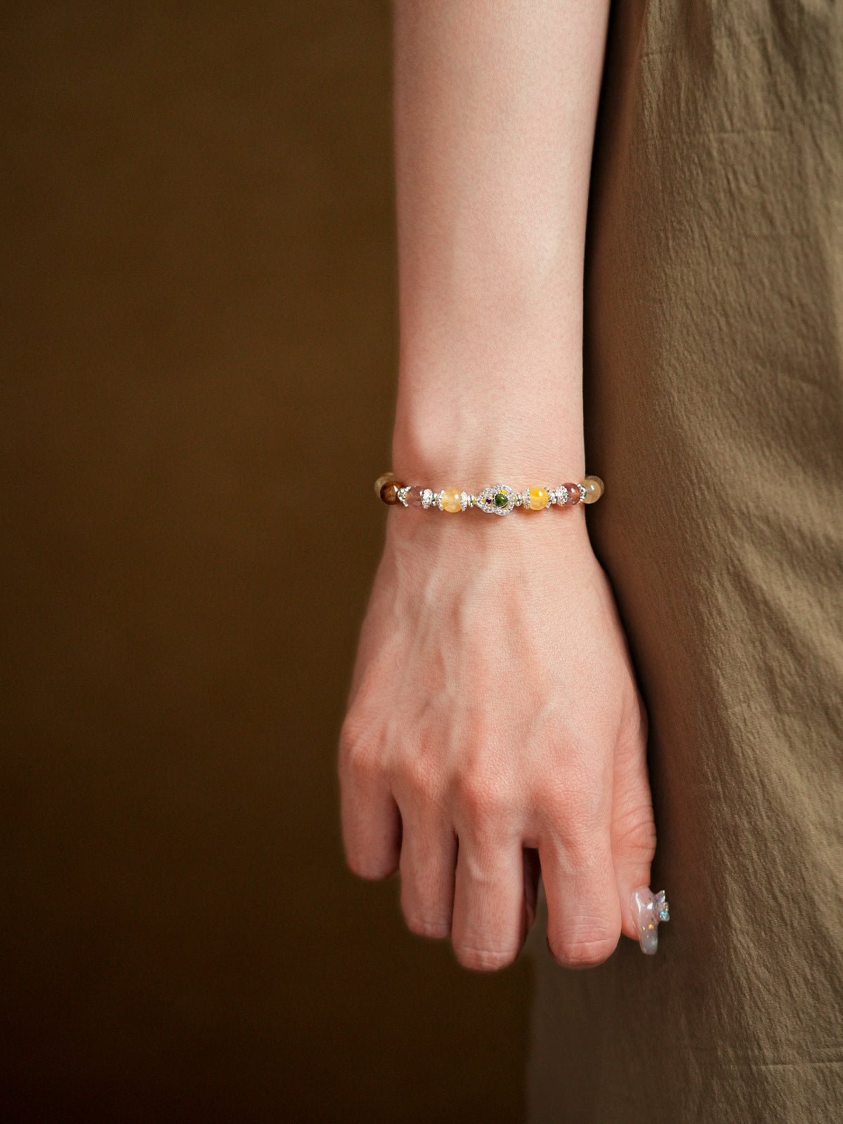 Golden Harvest Topaz & Strawberry Quartz Bracelet Set - Lunaire Jewelry