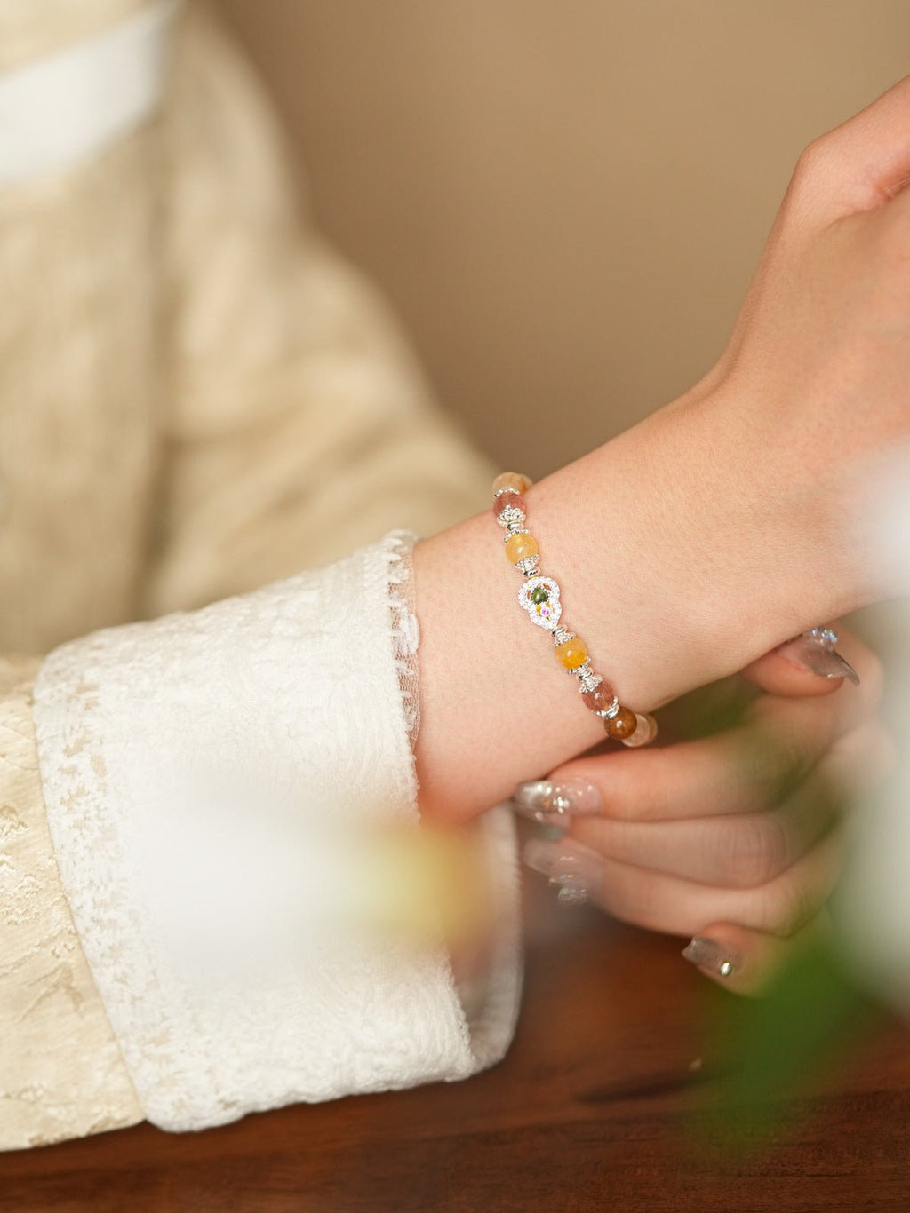 Golden Harvest Topaz & Strawberry Quartz Bracelet Set - Lunaire Jewelry