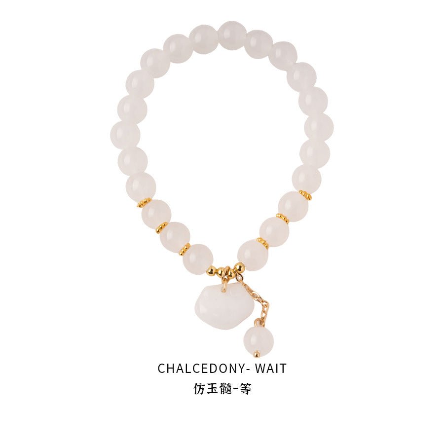 Luminous White Chalcedony Charm Bracelet - Lunaire Jewelry
