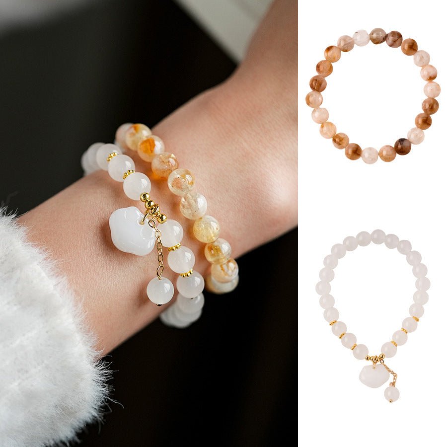 Luminous White Chalcedony Charm Bracelet - Lunaire Jewelry