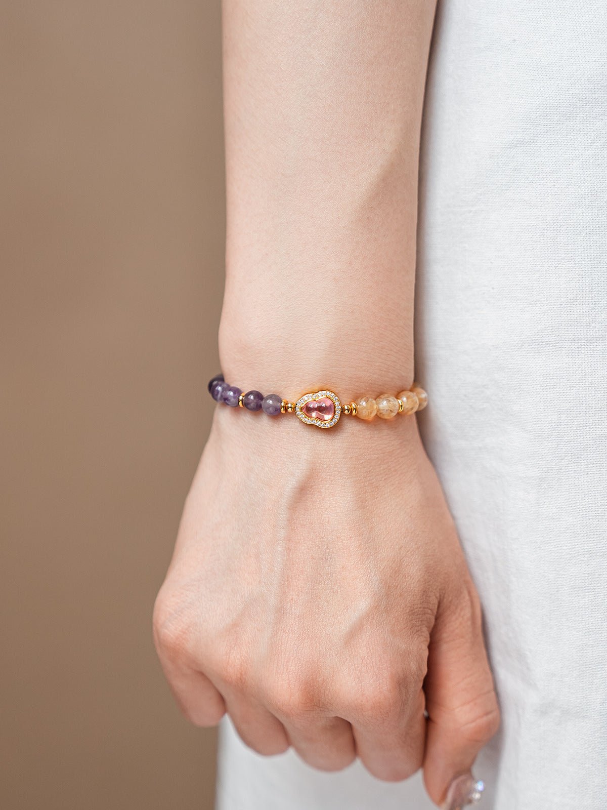 Mystic Amethyst & Golden Crystal Bracelet - Lunaire Jewelry