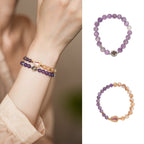 Mystic Amethyst & Golden Crystal Bracelet - Lunaire Jewelry