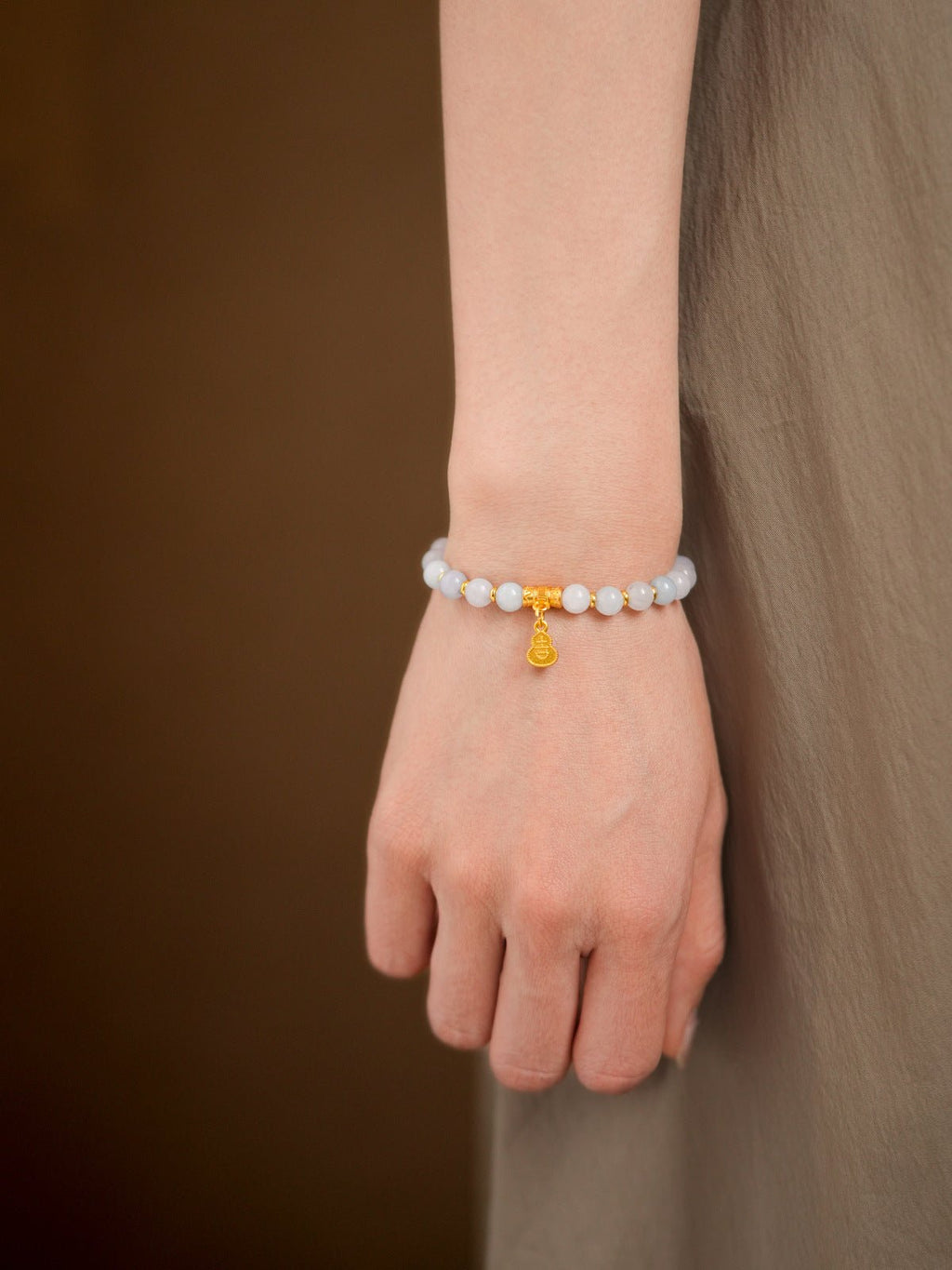 Natural Stone & Gold Prosperity Gourd Bracelet Set - Lunaire Jewelry