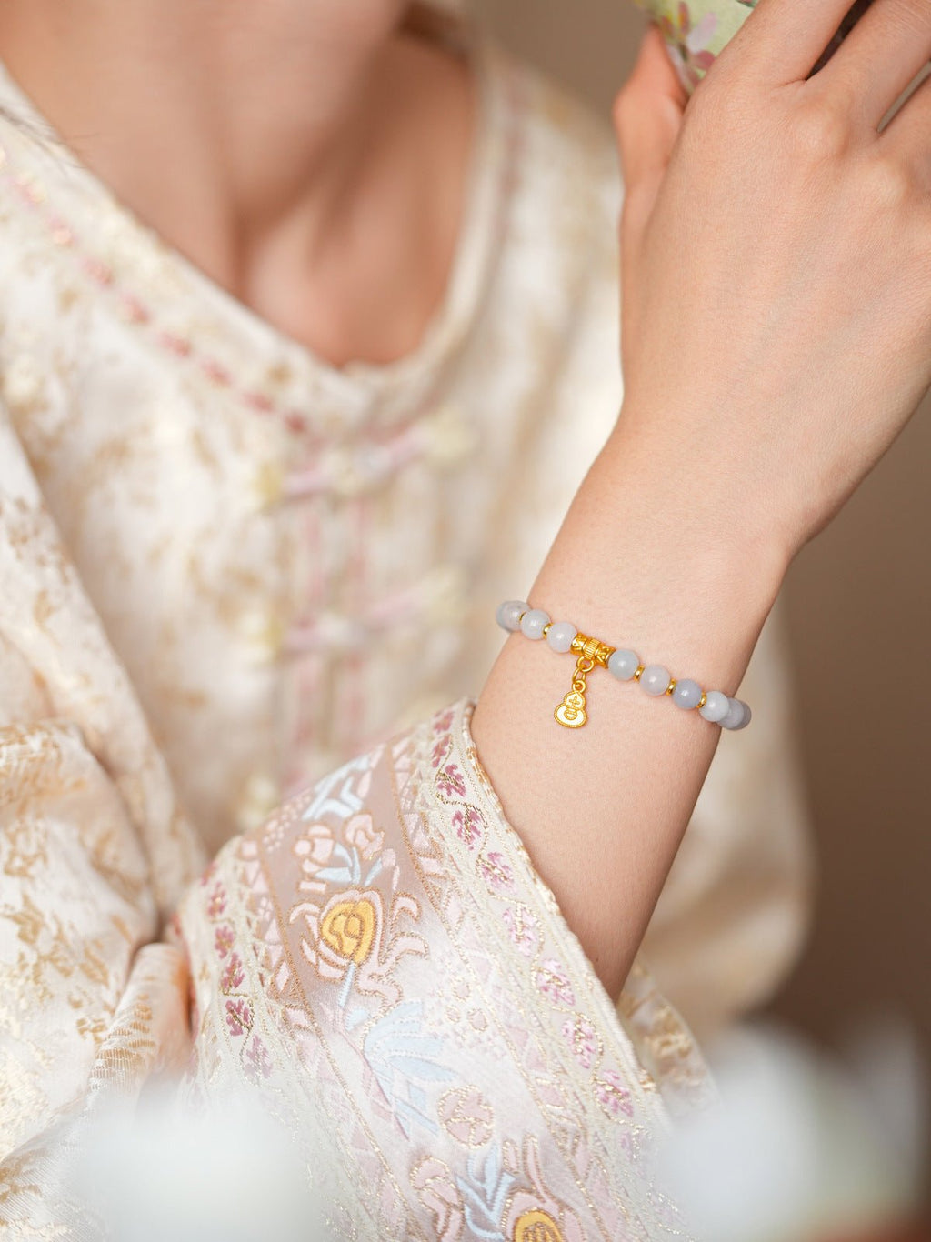 Natural Stone & Gold Prosperity Gourd Bracelet Set - Lunaire Jewelry