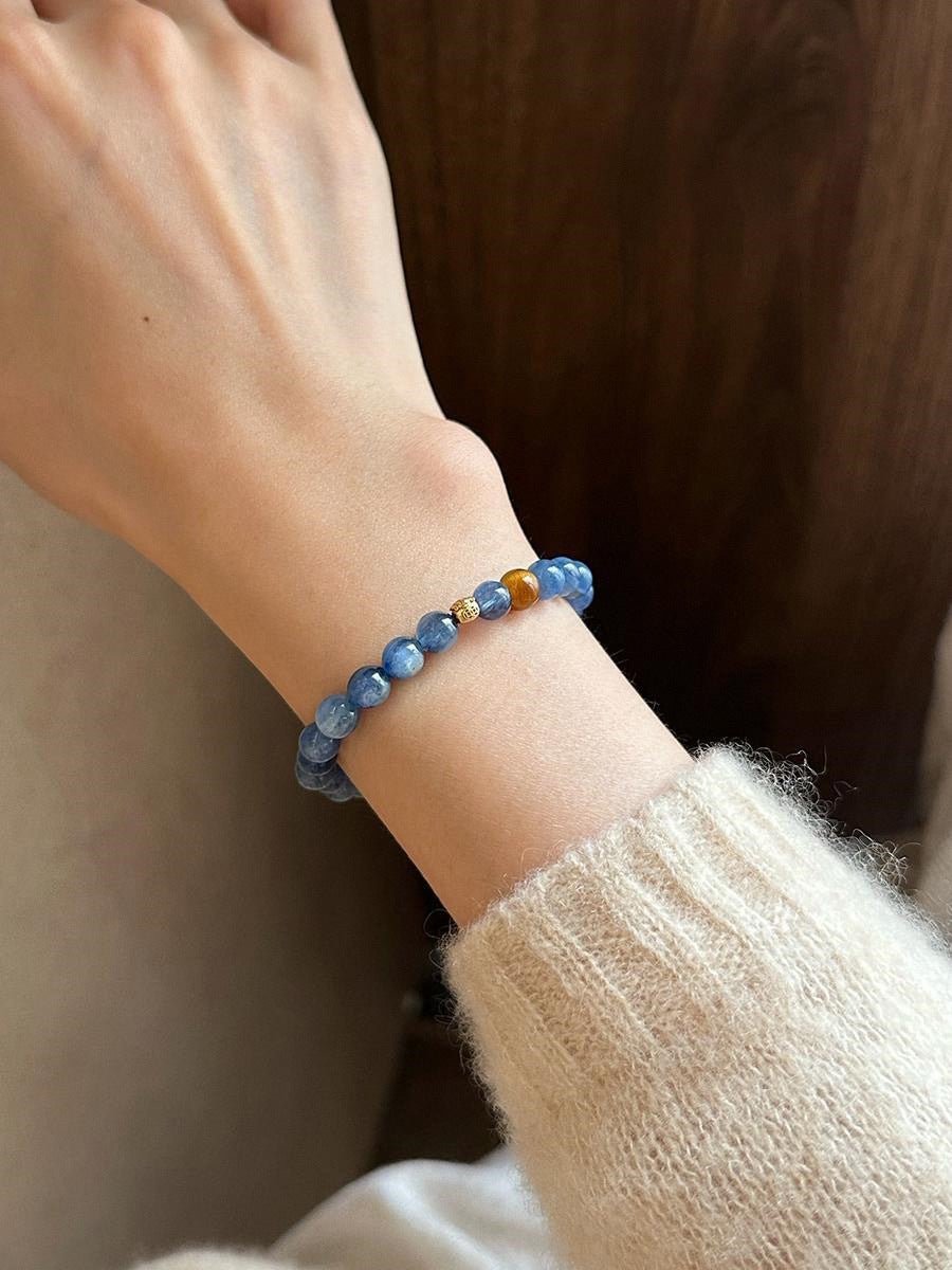Ocean Blue Crystal Bracelet with Gold Detail - Lunaire Jewelry