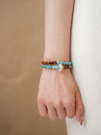 Ocean & Earth Aquamarine & Chalcedony Bracelet Set - Lunaire Jewelry