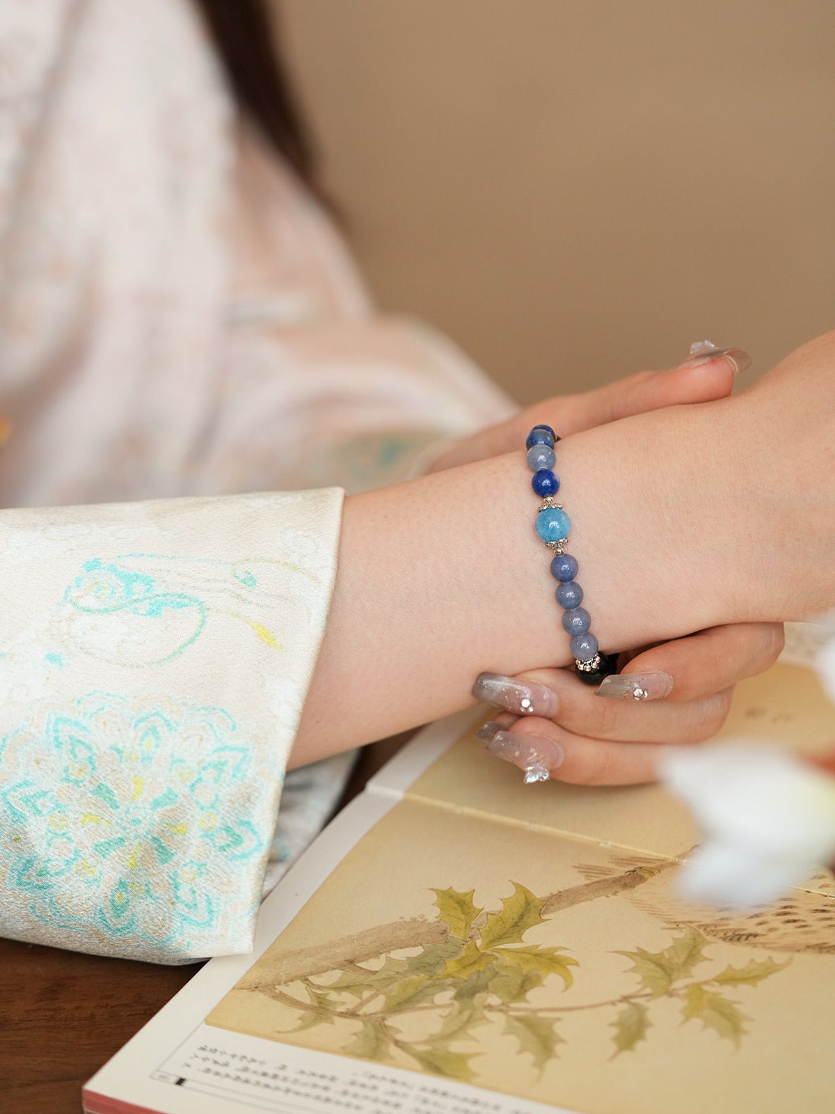 Ocean & Earth Aquamarine & Chalcedony Bracelet Set - Lunaire Jewelry