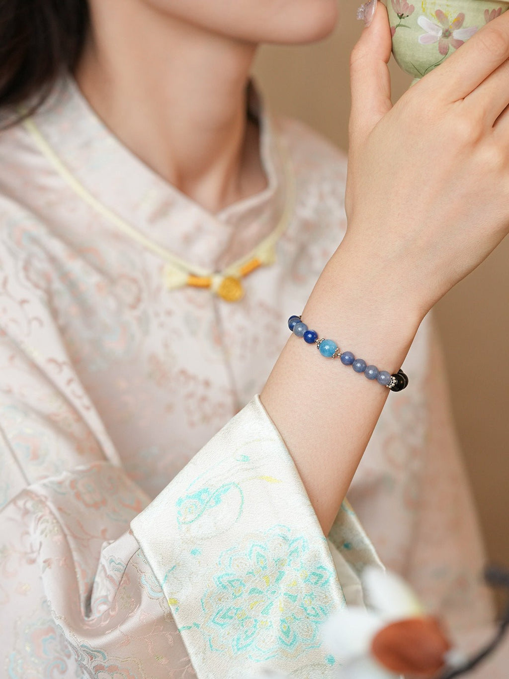 Ocean & Earth Aquamarine & Chalcedony Bracelet Set - Lunaire Jewelry