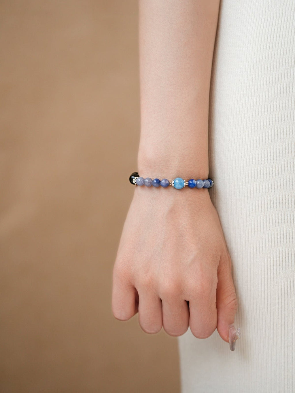 Ocean & Earth Aquamarine & Chalcedony Bracelet Set - Lunaire Jewelry