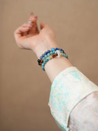 Ocean & Earth Aquamarine & Chalcedony Bracelet Set - Lunaire Jewelry
