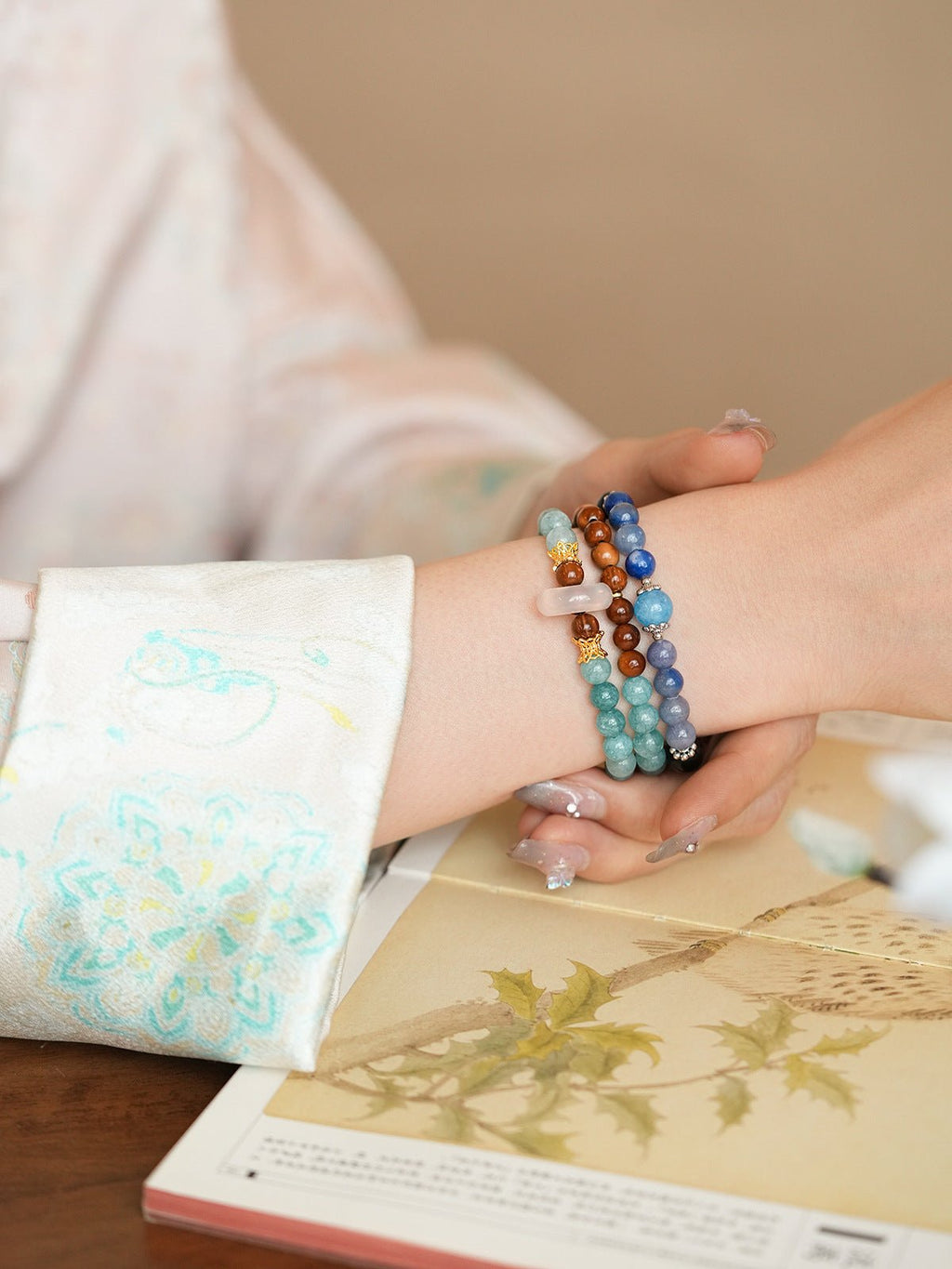 Ocean & Earth Aquamarine & Chalcedony Bracelet Set - Lunaire Jewelry