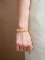 Pastel Harmony Natural Stone & Glass Crystal Bracelet Set - Lunaire Jewelry