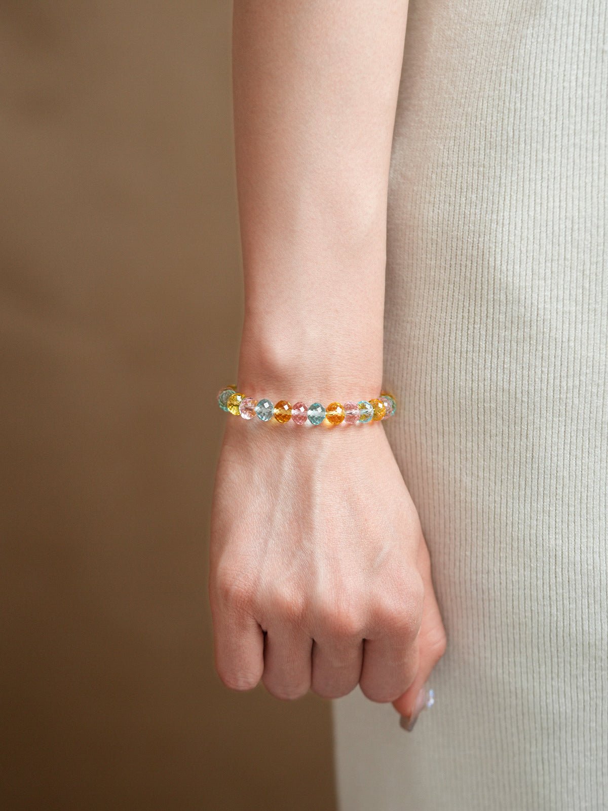 Pastel Harmony Natural Stone & Glass Crystal Bracelet Set - Lunaire Jewelry