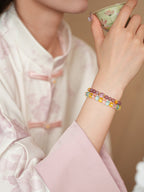 Pastel Harmony Natural Stone & Glass Crystal Bracelet Set - Lunaire Jewelry