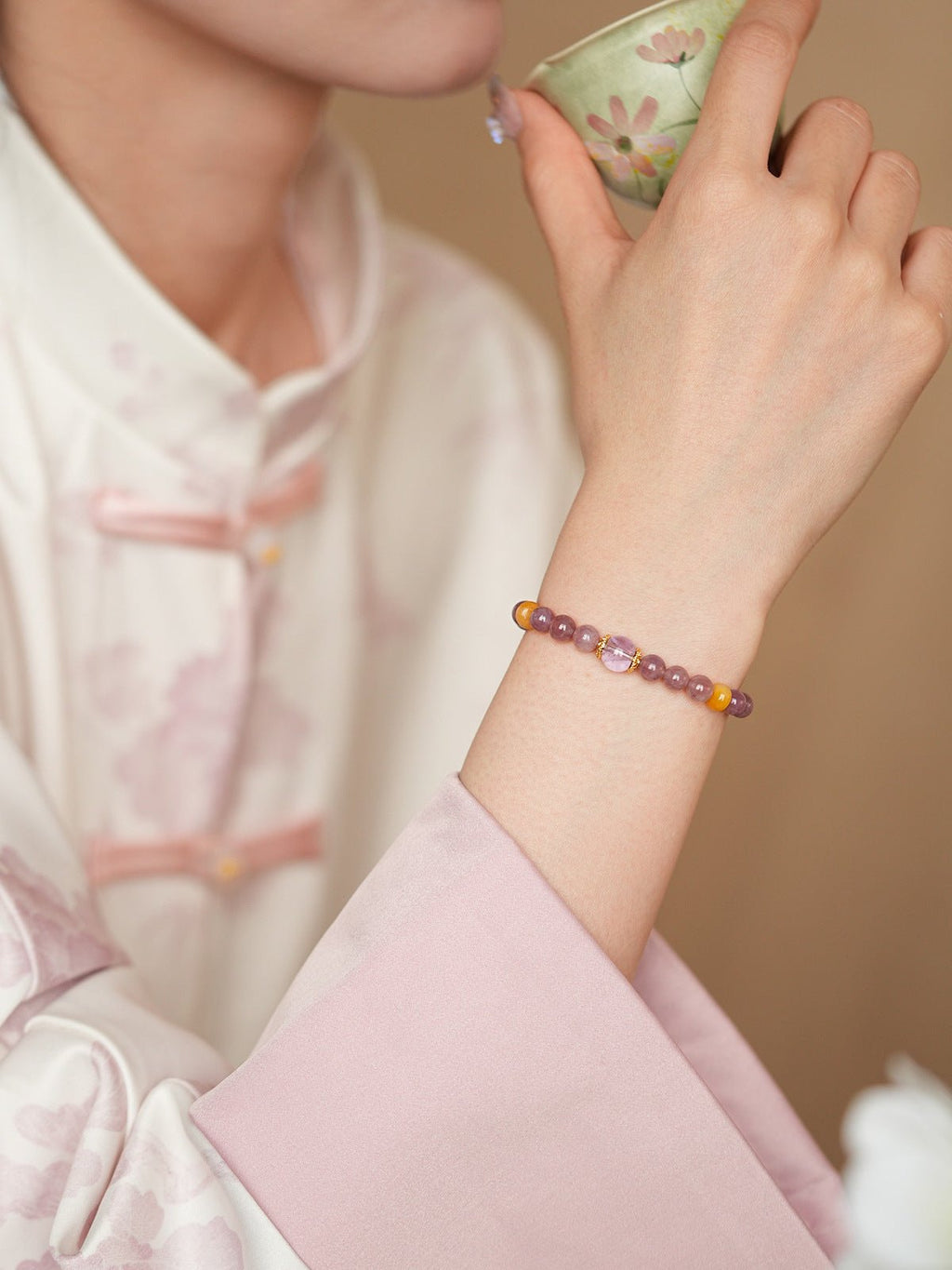 Pastel Harmony Natural Stone & Glass Crystal Bracelet Set - Lunaire Jewelry