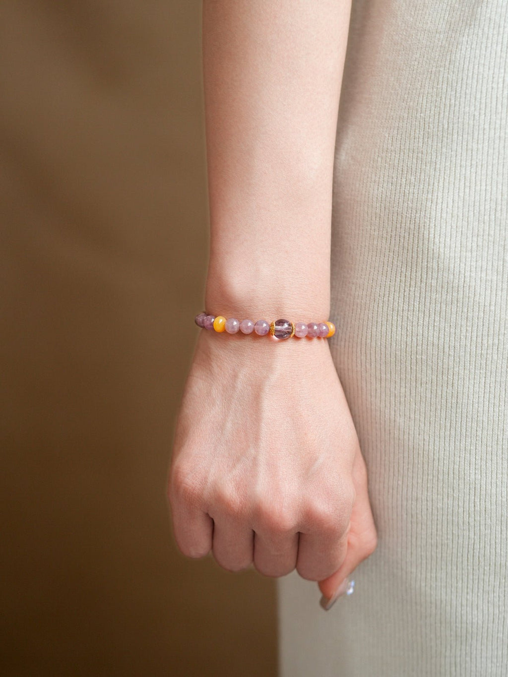 Pastel Harmony Natural Stone & Glass Crystal Bracelet Set - Lunaire Jewelry