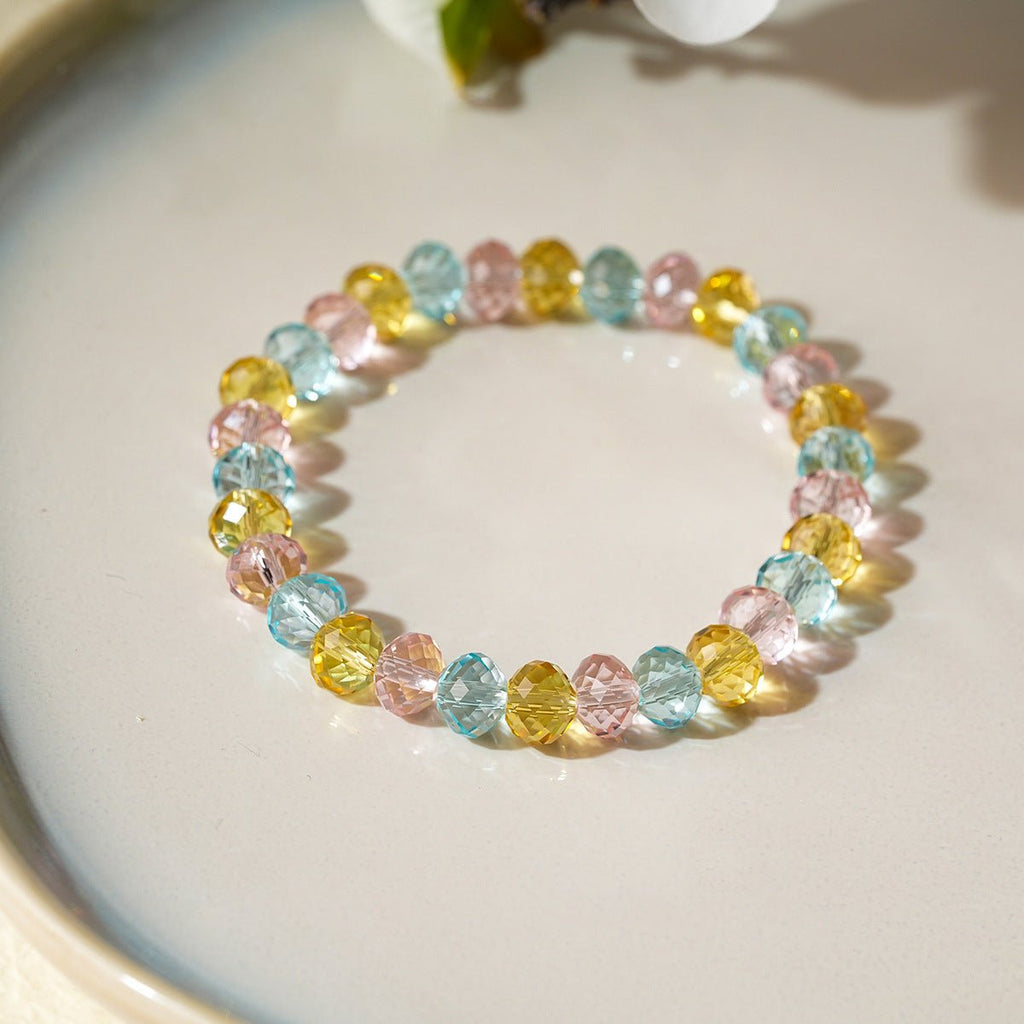 Pastel Harmony Natural Stone & Glass Crystal Bracelet Set - Lunaire Jewelry