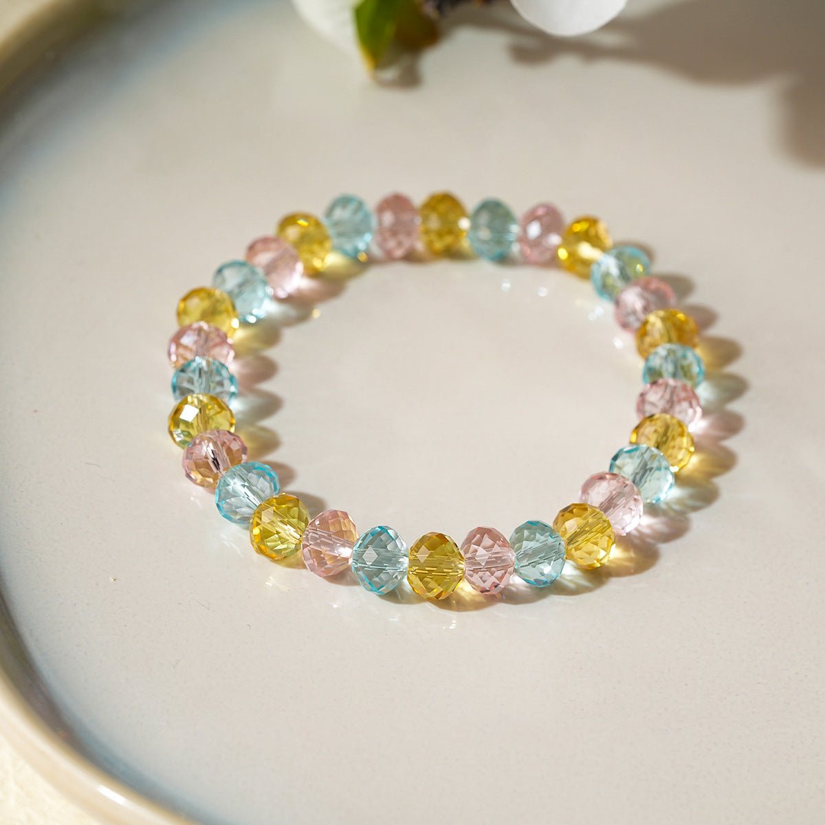Pastel Harmony Natural Stone & Glass Crystal Bracelet Set - Lunaire Jewelry