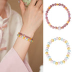 Pastel Harmony Natural Stone & Glass Crystal Bracelet Set - Lunaire Jewelry
