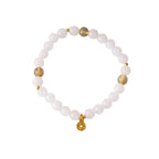 Prosperity White Marble Crystal Bracelet with Gold Coin Charm - Lunaire Jewelry