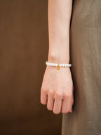 Prosperity White Marble Crystal Bracelet with Gold Coin Charm - Lunaire Jewelry