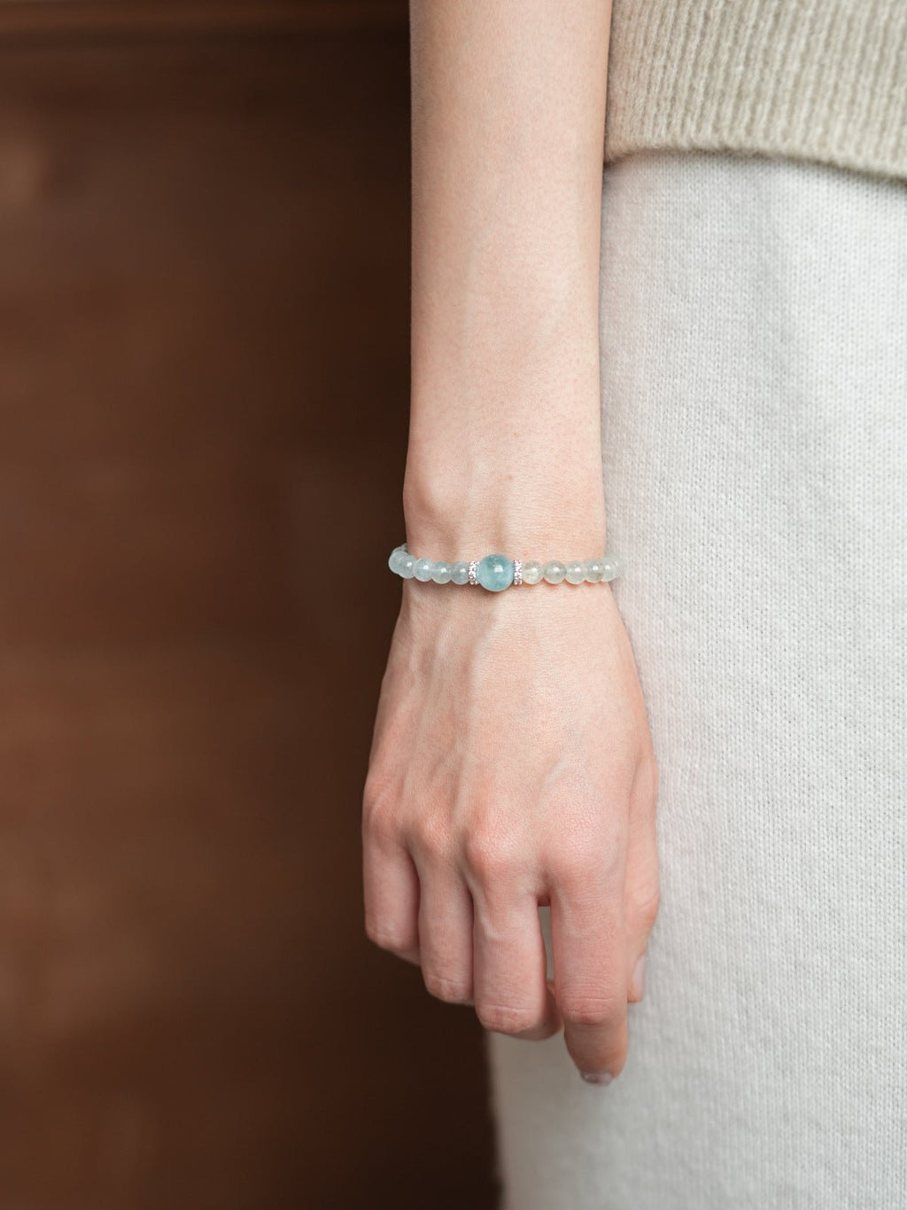 Serene Harmony Malachite, Jade & Aquamarine Crystal Bracelet Set - Lunaire Jewelry