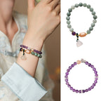 Serene Lotus Chalcedony & Amethyst Bracelet Set - Lunaire Jewelry