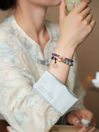 Serene Lotus Chalcedony & Amethyst Bracelet Set - Lunaire Jewelry