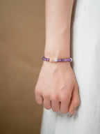 Serene Lotus Chalcedony & Amethyst Bracelet Set - Lunaire Jewelry