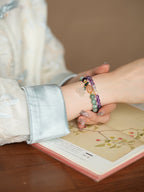 Serene Lotus Chalcedony & Amethyst Bracelet Set - Lunaire Jewelry