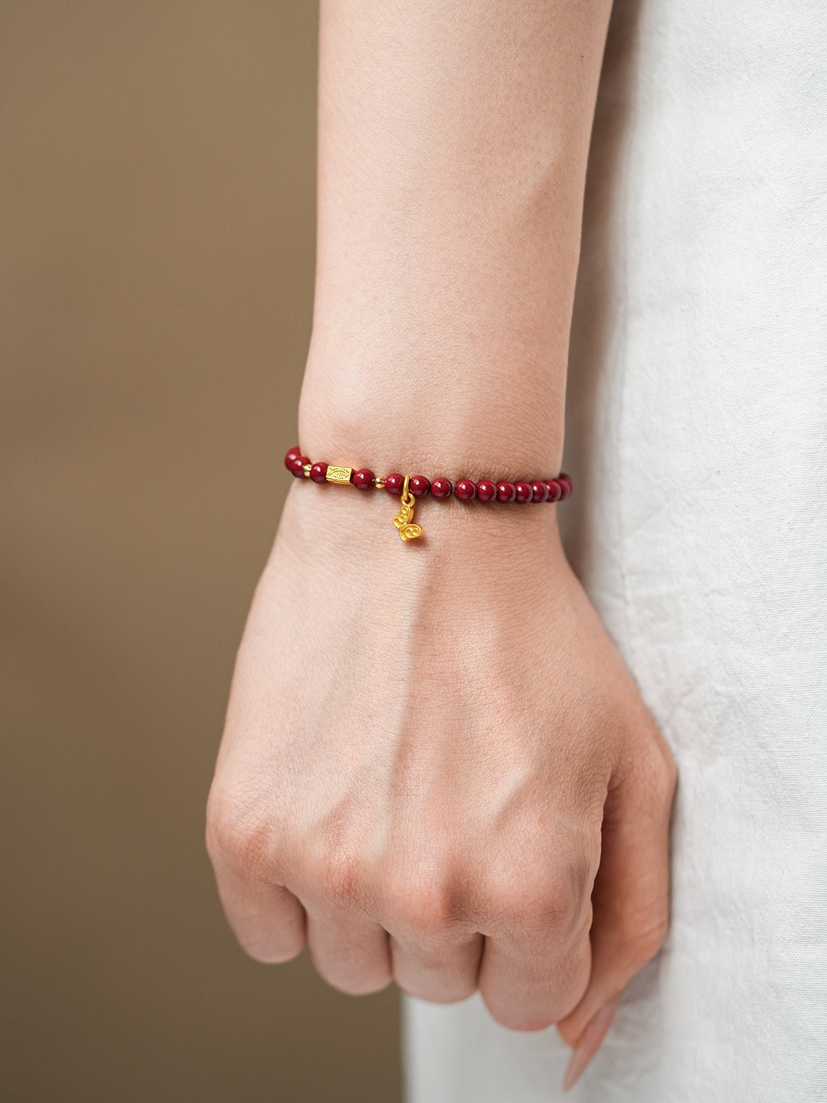 Serene Pearl & Cinnabar Bracelet Set with Jade Charm - Lunaire Jewelry