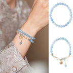 Serene Tide Aquamarine & Clear Crystal Bracelet Set - Lunaire Jewelry