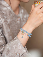 Serene Tide Aquamarine & Clear Crystal Bracelet Set - Lunaire Jewelry