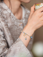 Serene Tide Aquamarine & Clear Crystal Bracelet Set - Lunaire Jewelry