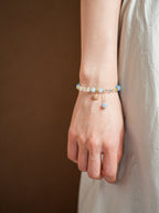 Serene Tide Aquamarine & Clear Crystal Bracelet Set - Lunaire Jewelry