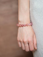 Strawberry Quartz & Multicolour Phantom Crystal Bracelet Set - Lunaire Jewelry