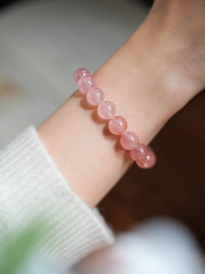 Strawberry Quartz & Multicolour Phantom Crystal Bracelet Set - Lunaire Jewelry