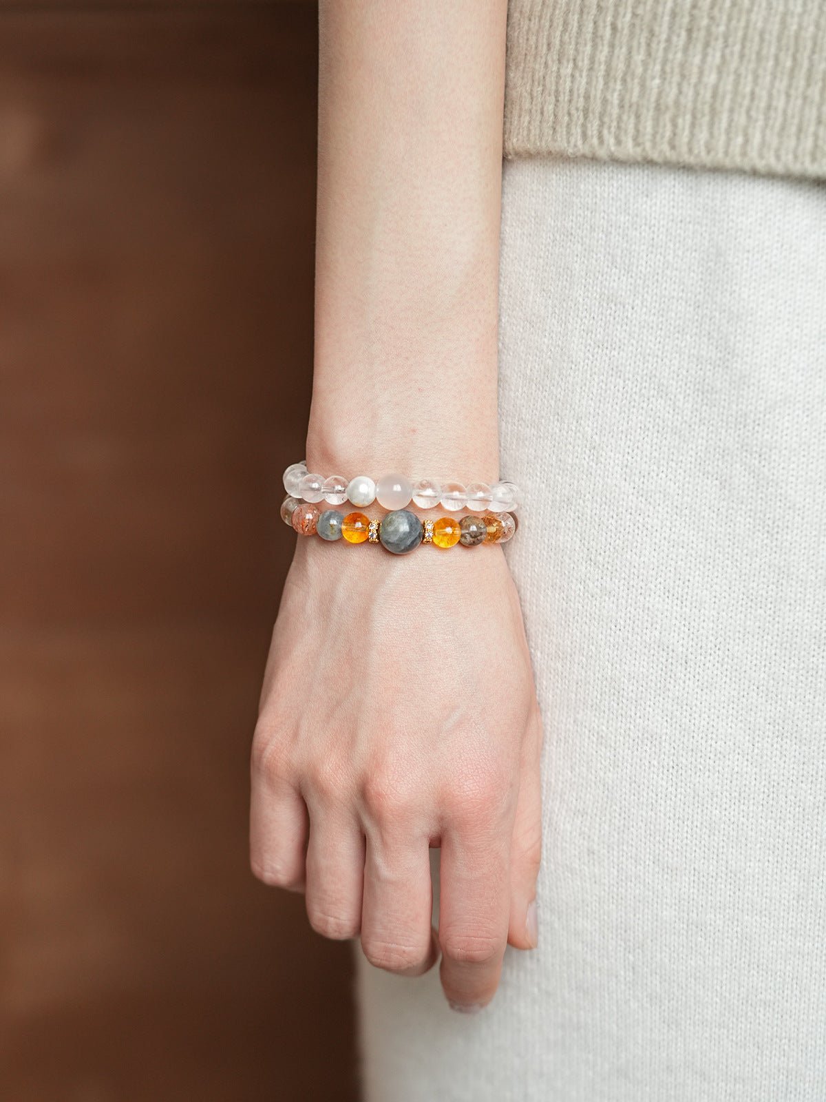 Sunlit Citrine & Clear Quartz Crystal Set - Lunaire Jewelry