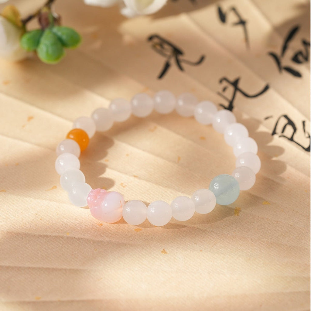 Sweet Bow White Agate & Rose Quartz Bracelet Set - Lunaire Jewelry