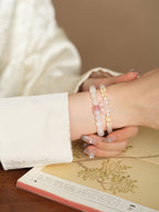 Sweet Bow White Agate & Rose Quartz Bracelet Set - Lunaire Jewelry